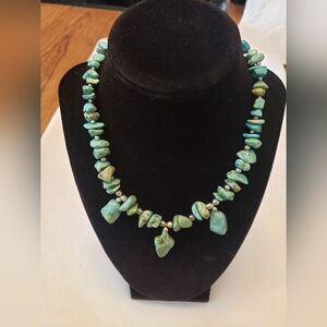 Southwestern Sterling Mexican Green Turquoise Beaded Necklace